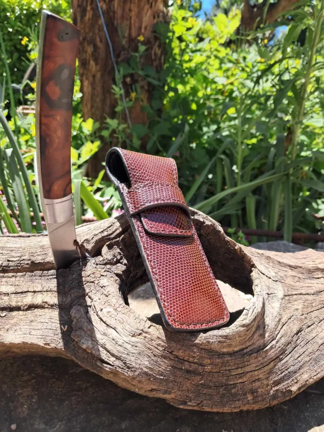 étui couteau cuir exotique lezard